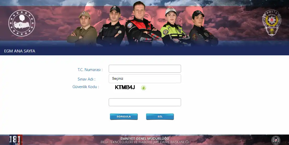 KızılElma Özel Güvenlik Sınav Sonuç Ekranı